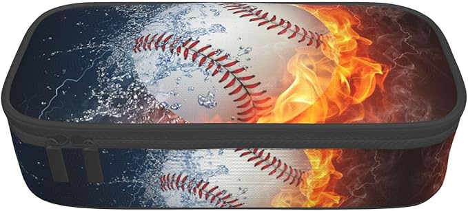HKHEHOP Baseball Ball Pencil Case Big Capacity Storage Pencil Pouch Stationery Bags With Zipper Portable Pen Holder Box Organizer For Boys Girls Teens Student College School Office Supplies