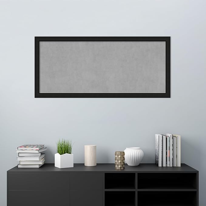 Amanti Art Black Framed Magnetic Board 23x51 Oversize Vision Board for use with Magnets, 100% Metal Sheet to Display Items as Office Decor or for Home Organization in mudroom, Kitchen or Kids Room