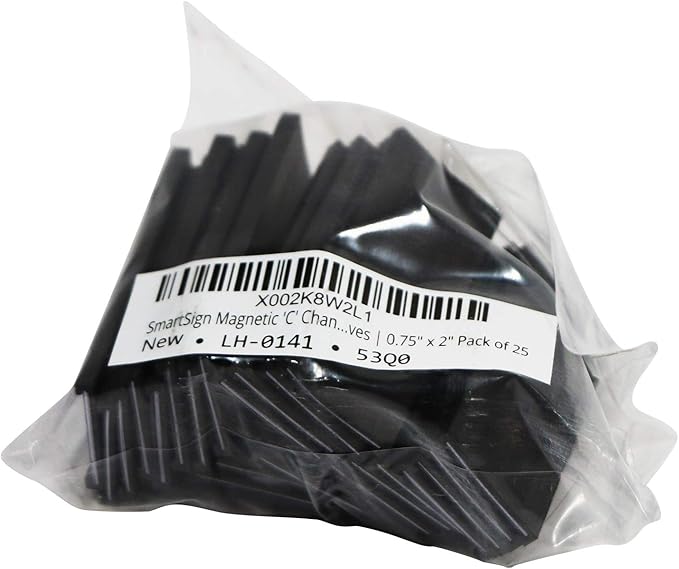 SmartSign Magnetic 'C' Channel Label Holders for Metal Racks and Shelves | 0.75" x 2" Pack of 25