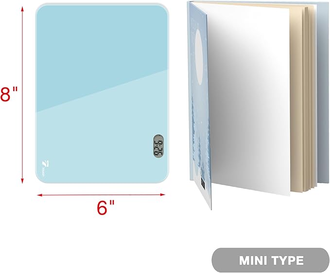 Small Glass Desk Whiteboard Dry-Erase Board with Clock, Small Travel Clock Keychain with Desk Notepad, Time Table Whiteboard for Desk Digital LED Light Display, 8x6 in with Accessories, Aqua Blue