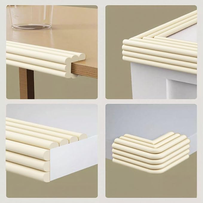 OYKSHDF Proof Edge Corner Protector, 2pcs 78.7in/200cm Furniture Safety Bumpers Guard Padding, Soft NBR Rubber Foam Adhesive Cushion, Fireplace Cabinets Table Desk Edges & Sharp Corners (Beige)