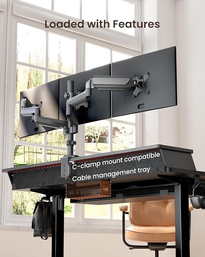 ErGear Electric Standing Desk with 4 Drawers, Height Adjustable Desk with Storage, C-Clamp Mount Compatible, Computer Home Office Table with Cable Management Tray