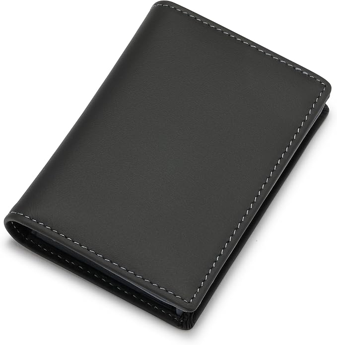Leather Business Card Case Holder for Men & Women, Italian Calfskin