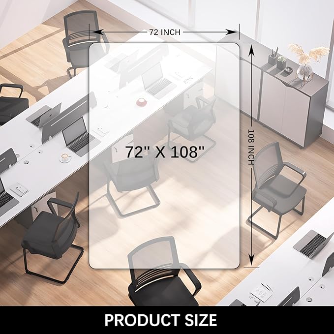 Kuyal Clear Chair Mat, Hard Floor Use, 6'×9' Transparent Office Home Floor Protector mat Chairmats (72" X 108" Rectangle)