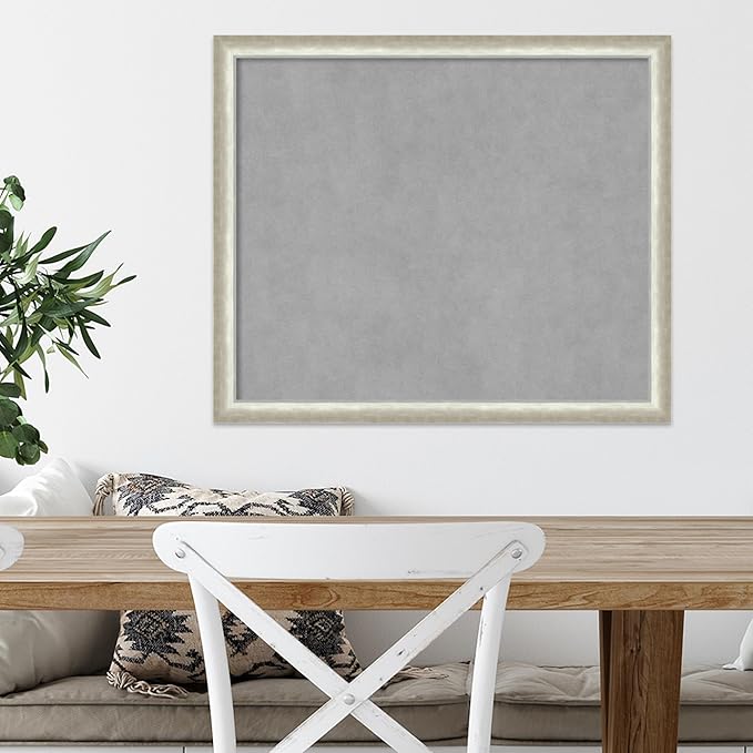 Amanti Art Silver Framed Magnetic Board 22x26 Medium Vision Board for use with Magnets, 100% Metal Sheet to Display Items as Office Decor or for Home Organization in mudroom, Kitchen or Kids Room