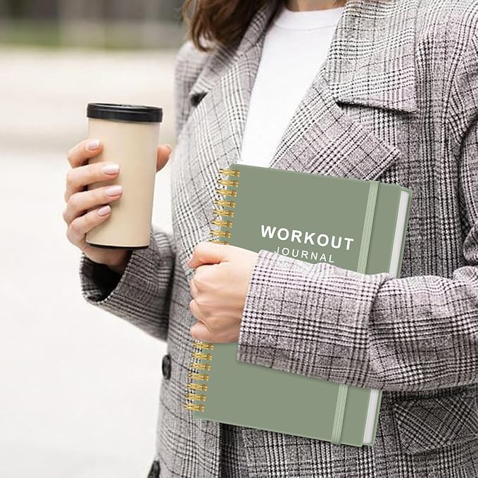 Fitness Journal for Women & Men,A5 Workout Journal/Planner Daily Exercise Log Book to Weight Loss, Gym, Muscle Gain, Bodybuilding Progress, 5.8"x8.3", Green
