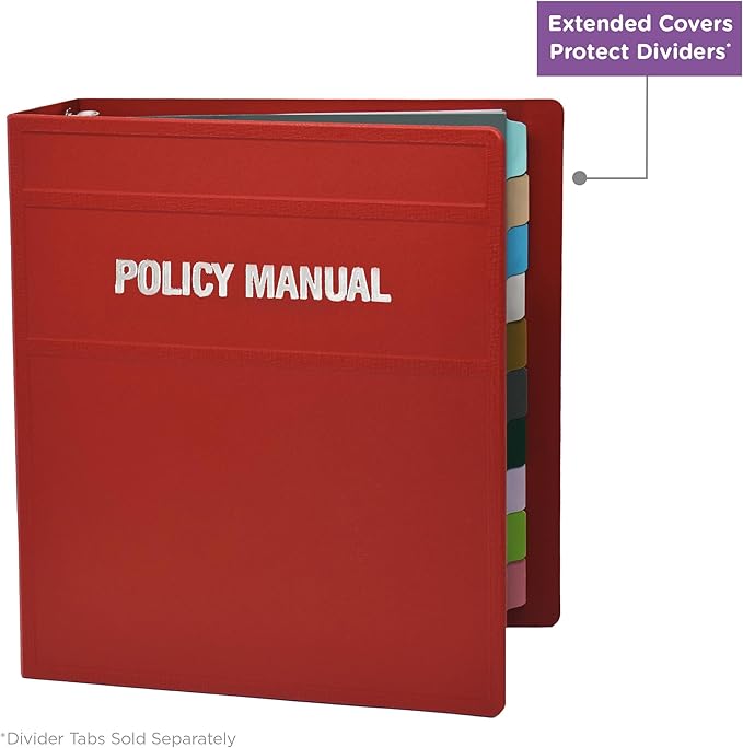 Carstens 3-Inch Heavy Duty Round Ring Binder for Policy Manuals – Side Opening, Brick Red, Case of 14, Durable Plastic, No Pockets, Holds 400 Sheets, Made in USA (1760-3RCS)