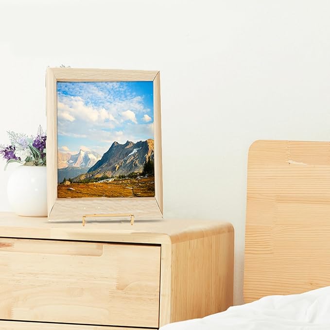 Decolore 4 Pack 6 Inch Gold Picture Stands for Display Square Table Easel Display Stand Frame Stand for Albums, Decorative Plate, Tabletop Poster and Artistic Work