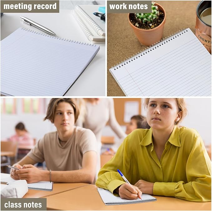 Maitys 6 Pcs Legal Pad Steno Spiral Notebook 8.5" x 11" Top Bound Spiral Pads Hard Cover College Ruled Notepad 70 Sheet Pad for School Office University Home(Stylish Color,Classic Style)