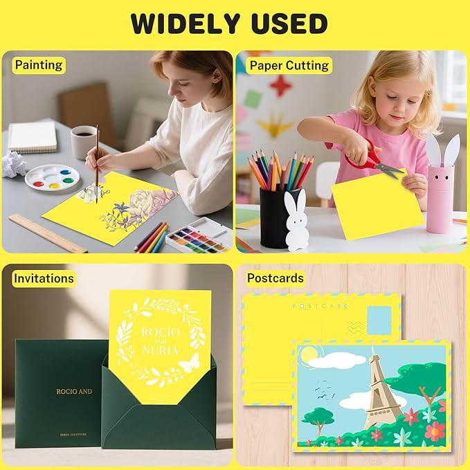 Cardstock 8.5 X 11, 40 Sheets Lemon Yellow Card Stock, 75lb/ 200gsm Vibrant Yellow Color Copy and Printer Paper For Art, Drawing, Invitations, DIY Cards, Craft, Construction, School & Office Supplies