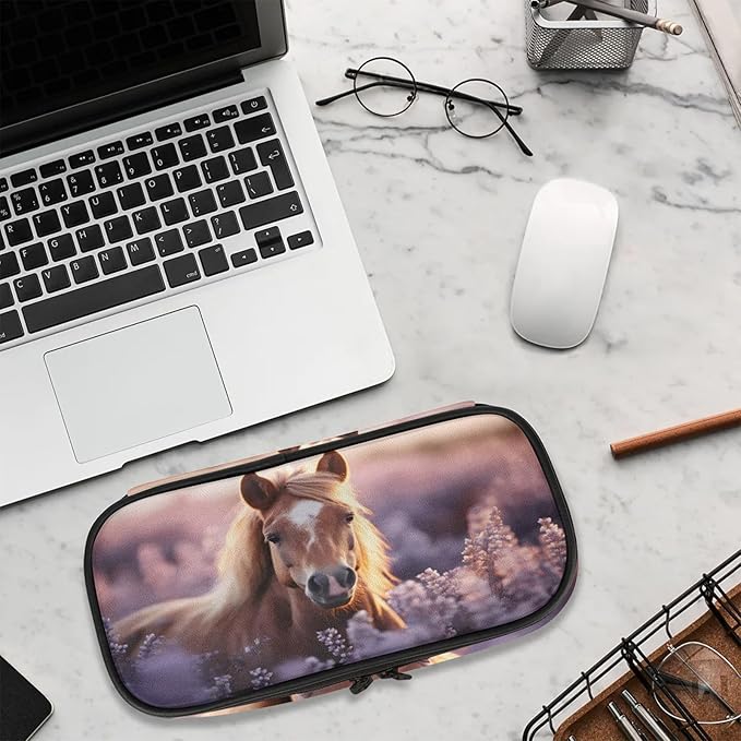 Pardick Pencil Case,Horse 3D Big Capacity Pencil Pouch Coin Pouch Stationery Organizer For Teen School