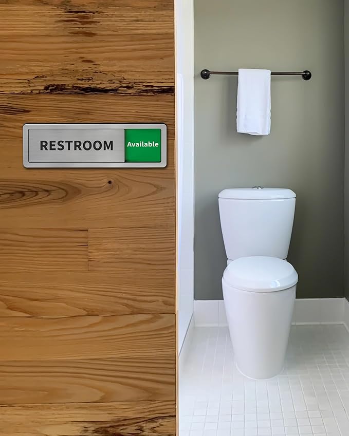 Restroom Sliding Door Signs Do Not Disturb, In Use/Available Slider Sign for Business Home Office Wellness Vacant Occupied Privacy Slide Door Sign,Brushed Silver