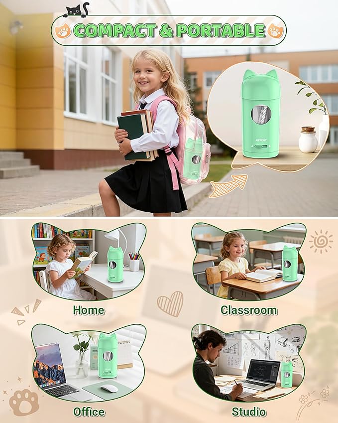 AFMAT Electric Pencil Sharpener, Fully Automatic Pencil Sharpener for φ7-8mm No.2/Colored Pencils, Auto in & Out, Rechargeable & Cordless, Hands-Free Colored Pencil Sharpeners for Classroom Home PSX9