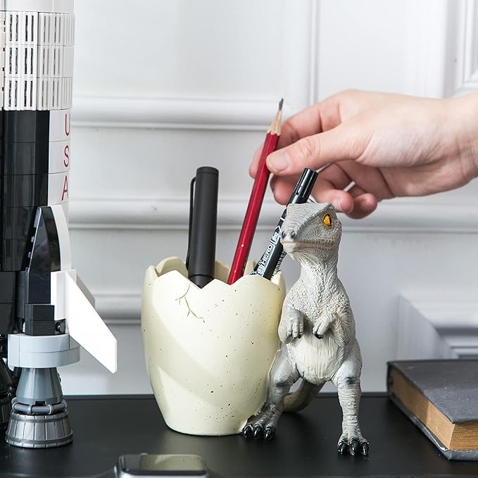 Banllis Cute Pencil Holder Funny Dinosaur Desk Accessories,Pen Organizer for Home and Office Decorative Supplies,Decor Toothcup,Resin Gift for Man and Women