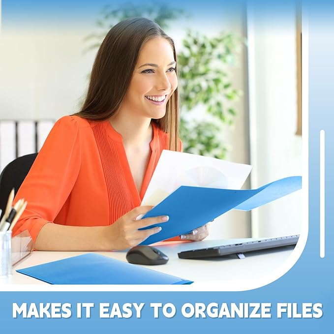 Henoyso 18 Pcs Plastic Folders with Clear Front Pockets Heavy Duty File Folders with 2 Pockets and Card Slot for Student Communication School Office Presentation Report (Blue)