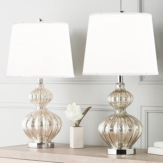 White Texture Lamp Shades Set of 2 Drum Lampshades Replacemnt for Table Lamps Floor Lamps-11"Top × 13" Bottom × 10" High(Spider),Required Assembly-Modern Table Lamps for Bedrooms-By GO&SO