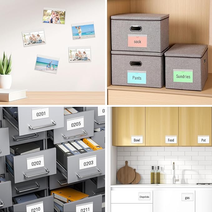 60 Pack 3" x 5" Index Card Pockets with Top Open Self-Adhesive Index Card Holders Clear Plastic Labels Holders for Storage Bins, Organizing