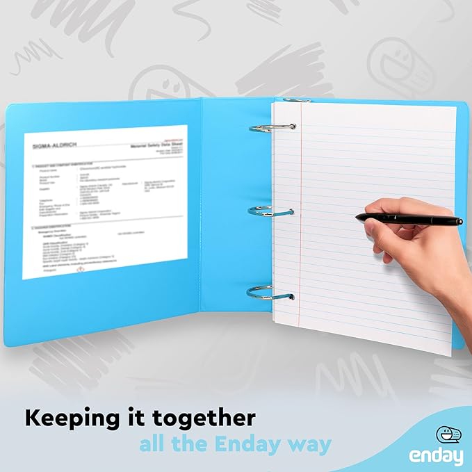3 Inch Binder 3 Ring Binders, Slant D-Ring 3” Clear View Cover with 2 Inside Pockets, Heavy Duty Colored School Supplies Office and Home Binders Pink, Blue, Purple, Green (4 Pack) – by Enday