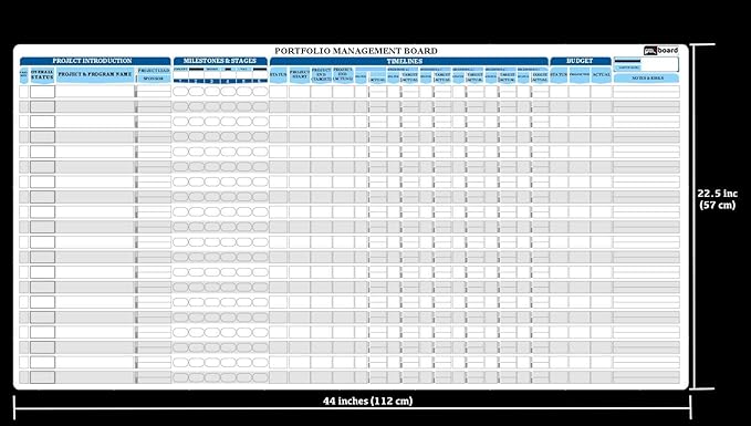 PMXBOARD Portfolio Project Management Board Set – Magnetic Whiteboard with Easel, 44” x 23”, 660 Magnets & Accessories – Track Up to 20 Projects, Budget, Risk & Timeline–Visual Project Planner&Tracker