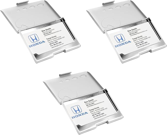 Stephanie Imports Set of 3 Slim & Minimalist Metal Business Card Holder Unisex Case (Silver Drops)