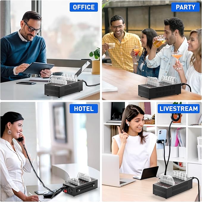 250W Charging Station for Multiple Devices, (20 USB C+30 USB A), Stations for MacBook, iPhone, Android Cell Phone, iPad, Tablet, Family Multi-Device Organizer Charging Dock (Black)