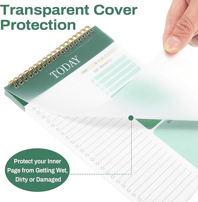 to Do List Notepad with 60 Tear Off Sheets, 6.7 x 9.8" to Do List Notebook for Work Perforated Daily Planner with Task Checklist for Home School Office Personal Organizers, Green