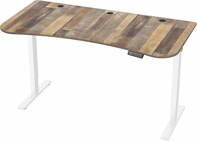 VIVO Electric 63 x 32 in Standing Desk, Memory Height Adjustment, 1B Series, Holds 220 lbs, Reclaimed Wood Top White Frame, DESK-KIT-1W1P