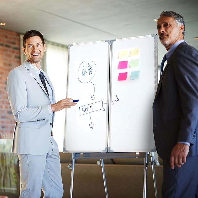 60” x 40” Foldable Whiteboard Dry Erase Board Large Tri Folding Whiteboard Magnetic Dry Erase Board, Wall Aluminium Frame and Flip Out Pen Tray for Office, Home