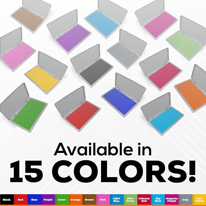 2 Pack Metal Case Stamp Pad Large Size, Sky Blue Color - Size: 3" x 6" - Choose from 15 Ink Colors