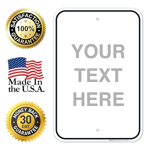 Custom Sign, Personalized Metal Signs, Customize for Office, Business, Workplace, office, Home, Airbnb, Delivery Signs, Outline Black, 12x18 Inches, Rust Free .063 Aluminum, Made in USA