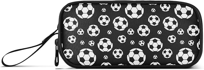 BOENLE Football Soccer Pencil Case Box Boys Girls Large Pencil Pouch Zipper Compartments Big Capacity Stationery Pen Bag Organizer Kids Teens Adults School