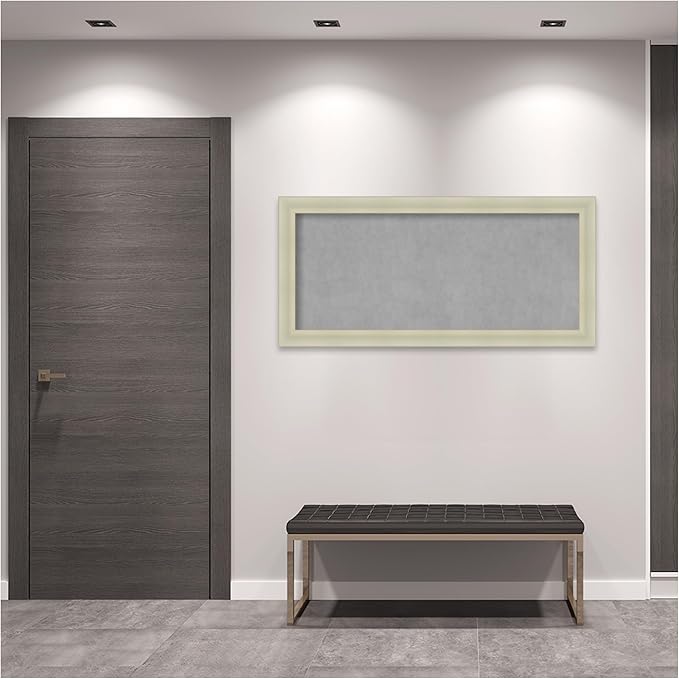 Amanti Art Silver Framed Magnetic Board 25x53 Oversize Vision Board for use with Magnets, 100% Metal Sheet to Display Items as Office Decor or for Home Organization in mudroom, Kitchen or Kids Room