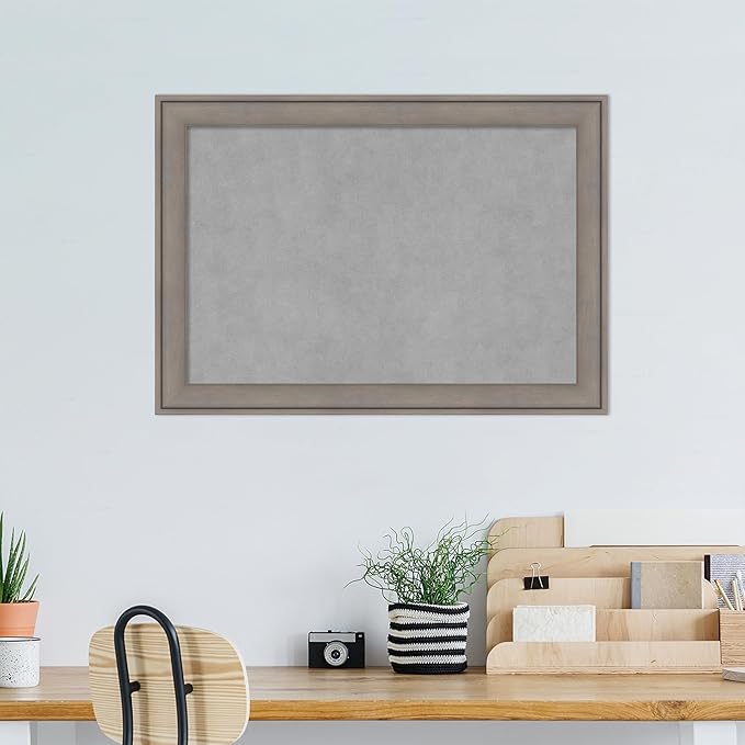 Amanti Art Grey Framed Magnetic Board 19x27 Medium Vision Board for use with Magnets, 100% Metal Sheet to Display Items as Office Decor or for Home Organization in mudroom, Kitchen or Kids Room