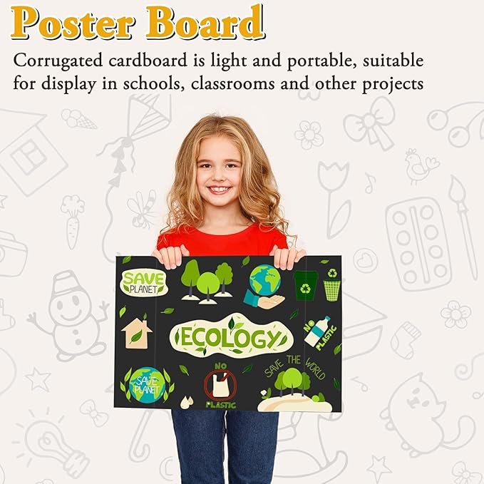 AKONEGE 3PCS Small Trifold Poster Board, 21 x 14 Inches Black Corrugated Cardboards Mini Tri Fold Poster Boards for School Projects, Science Fair, Business Presentations, Exhibitions, Event Display