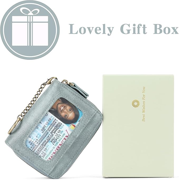 GOIACII Small Genuine Leather Wallet for Women, RFID Blocking Credit Card Holder Wallet