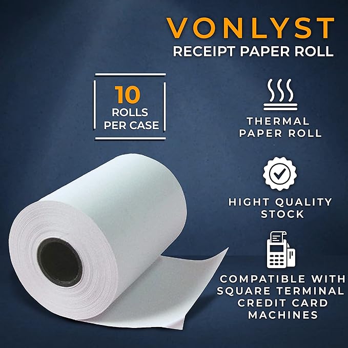 Vonlyst Receipt Paper Roll for Square Terminal Credit Card Machine (10 rolls)
