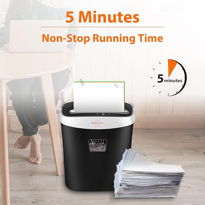 VidaTeco Paper Shredder for Home Office Heavy Duty with 60 Mins Running with US Patented Cutter,Shred CD/Card with Extra Large Bin,AUTO Jam Proof(ETL) (10-Sheet Micro-Cut)