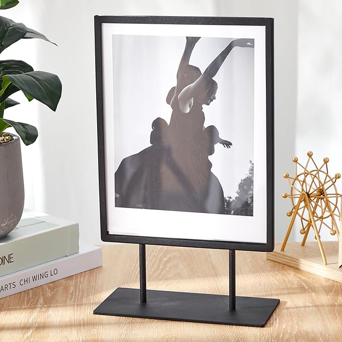 Zhengmy 1 Pcs Tabletop Sign Holder with Flat Base 11" x 14" Double Sided Countertop Sign Holder Vertical Desktop Display Stand Metal Poster Display Stand for Office Store Restaurant Hotels, Black