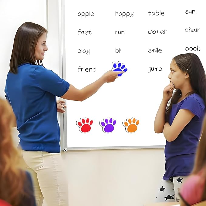Quixorblex 3 Pcs Dry Erase Eraser Magnetic Teacher Supplies Cat Paw Shape Whiteboard Eraser Mini Whiteboard Erasers for Classroom Office(Color Random)