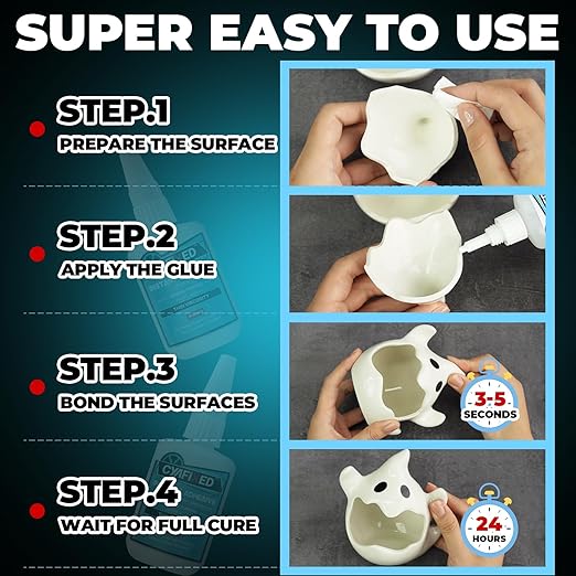 Thin Super Glue 113.6 Gram (4 oz), All Purpose Clear Liquid CA Glue Repair Wood Ceramic Glass Plastic, Heavy Duty Cyanoacrylate Adhesive for 3D Print PLA Shoe Metal, Strong Bond and Instant Superglue