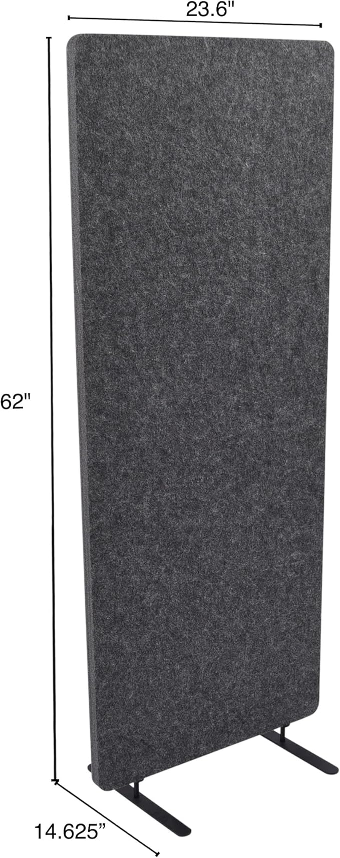 Stand Up Desk Store ReFocus Raw Freestanding Acoustic Desk Divider Privacy Panel to Reduce Noise and Visual Distractions (Anthracite Gray, 23.6" x 62")