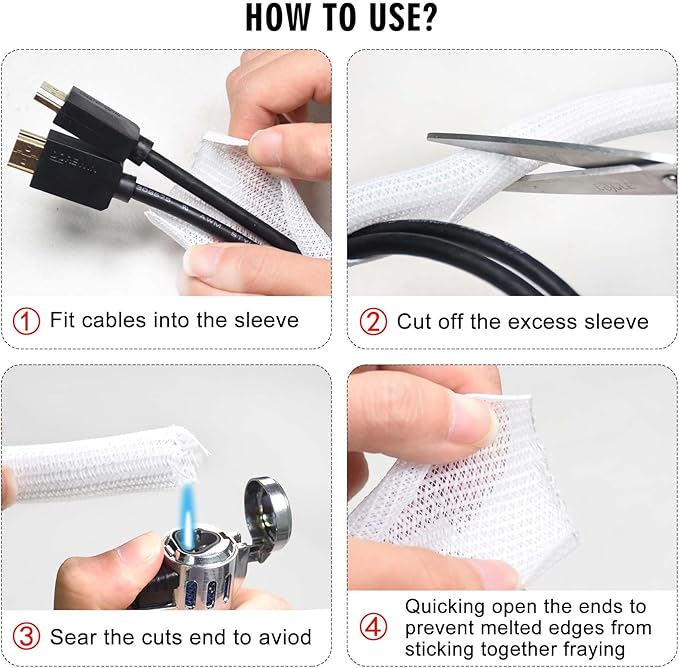 Moxita 25ft - 1/2 inch Cord Protector Cable Sleeve Split Wire Loom Tubing for Power Cord Audio USB Cable, Cord Sleeve Cable Management for TV Computer, Cord Protectors from Pets Chewing, White