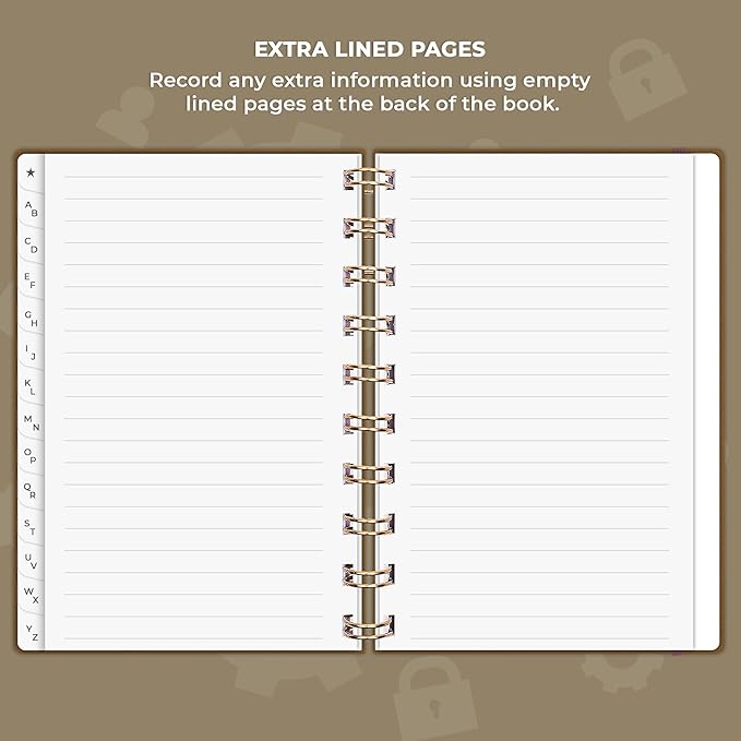 Clever Fox Password Book Spiral – Mini Internet Address & Password Organizer with Laminated Alphabetical Tabs – Small Password Keeper Journal – Hardcover, Pocket Size, 4.7x5.7” (Brown)