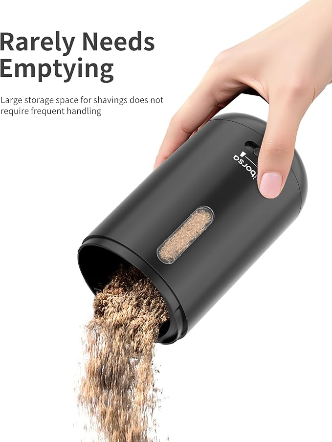 Aniborsa Automatic Electric Pencil Sharpener - Auto Feed, Auto Stop & Auto Eject, Rechargeable for Classroom, Home, School, Office, Black