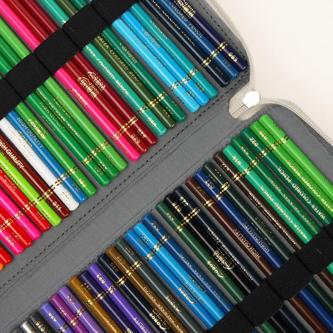 Vomgomfom Large Capacity Pencil Holder with Zipper Closure Twill Fabric Case for 300 Colored Pencils or 200 Gel Pen, Artist Organizer (Gray Rose)