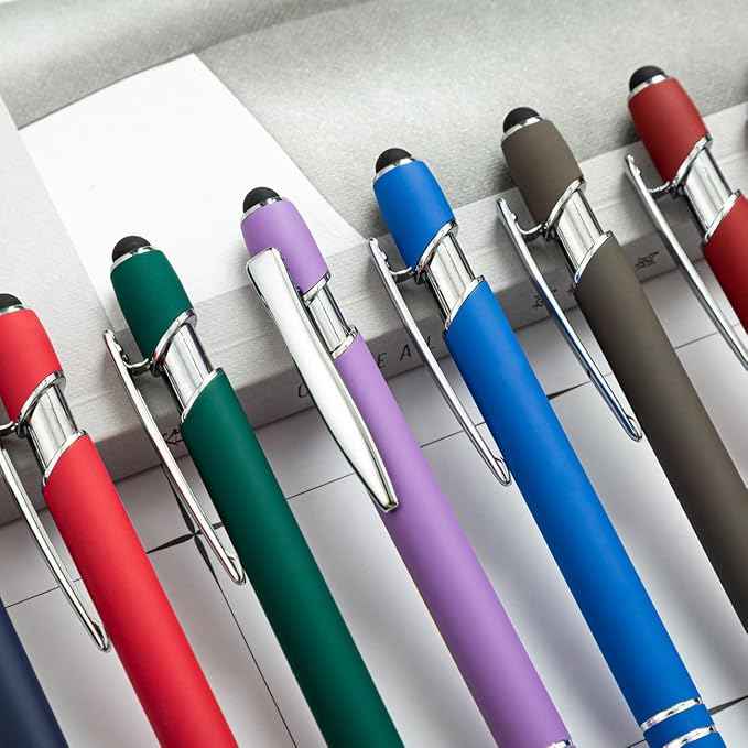 HEYZARDA Personalized Pens with Name Text Logo Custom Ballpoint Pen for Business Office Events with Stylus for Touchscreen 20 Pcs Yellow