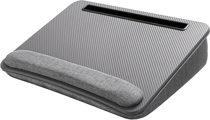 HUANUO Lap Laptop Desk - Portable Lap Desk with Pillow Cushion, Fits up to 15.6 inch Laptop, with Anti-Slip Strip & Storage Function for Home Office Students Use as Computer Laptop Stand - Grey