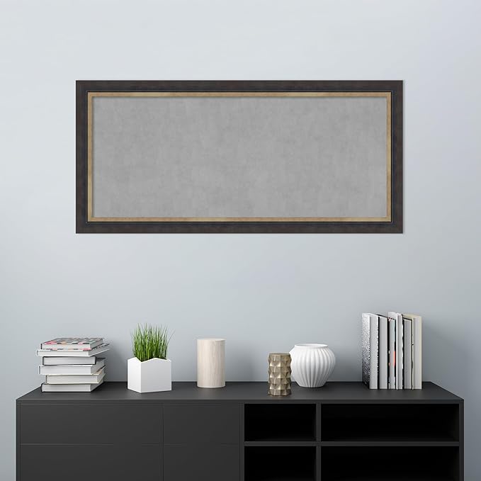 Amanti Art Black Framed Magnetic Board 25x53 Oversize Vision Board for use with Magnets, 100% Metal Sheet to Display Items as Office Decor or for Home Organization in mudroom, Kitchen or Kids Room