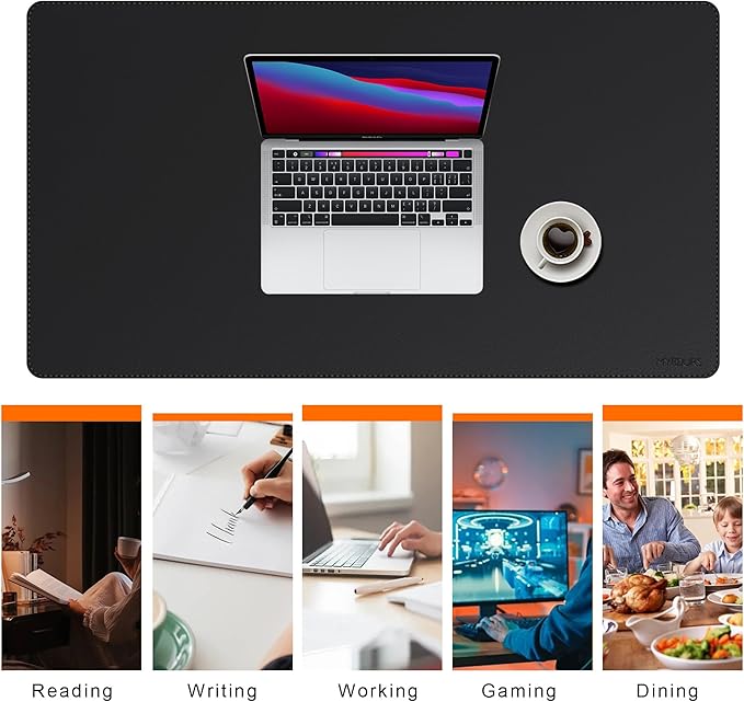 Mydours 43" x 24" Extra Large Desk Pad XXL, Desk Protector Mat with PU Leather, Large Desk Blotter Mat for Office, Home & Writing, Full Desk Pad for Keyboard and Mouse (Black)