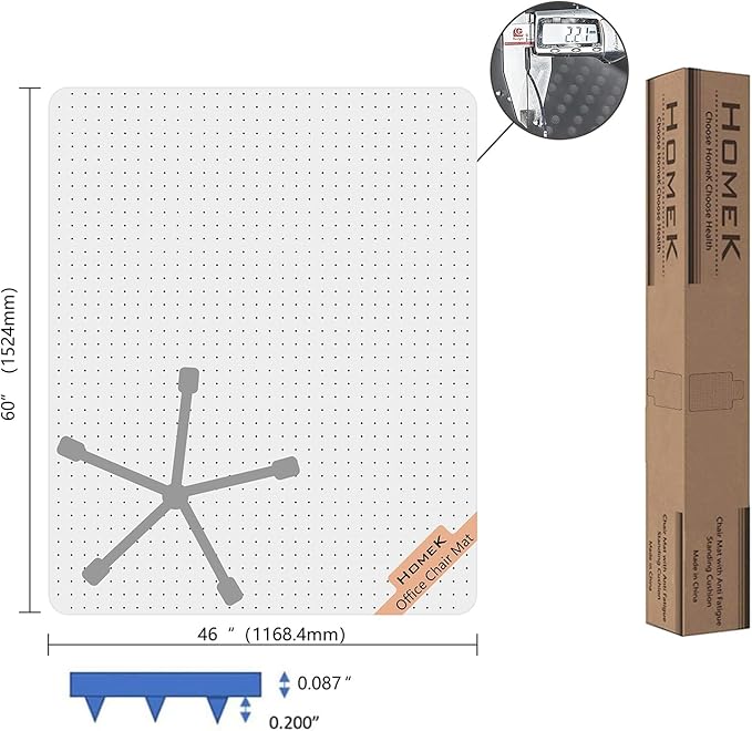 Office Chair Mat for Carpets - 46” x 60” Clear Carpet Chair Mats for Low Pile Carpeted Floors Home Office, Studded Floor Mat for Office Chair on Carpet